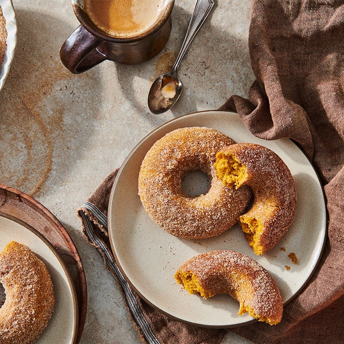 Cakey Pumpkin Doughnuts