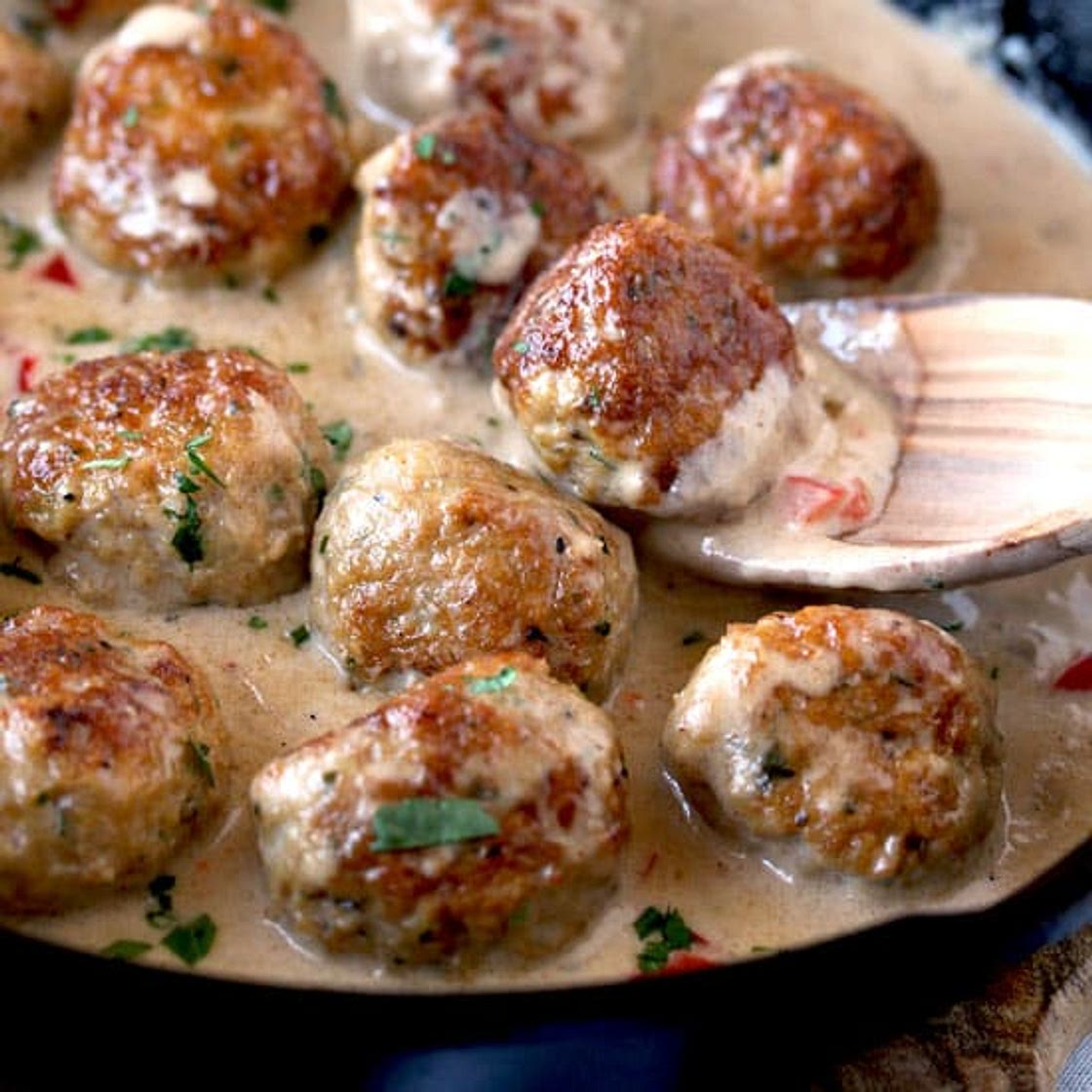 Chicken Meatballs in Cajun Cream Sauce