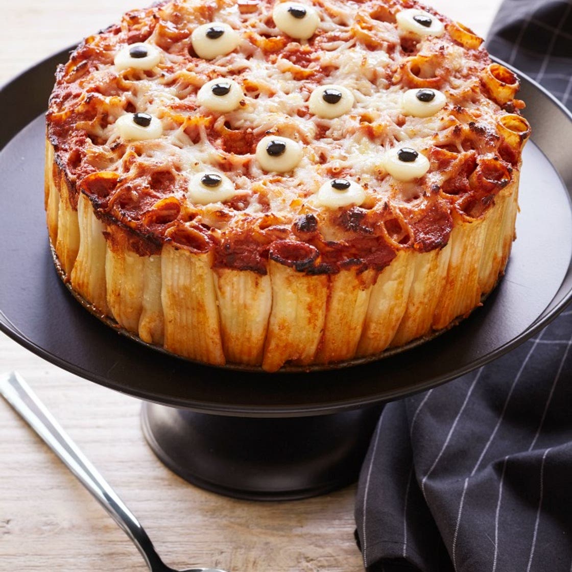 Creepy Peepers Pasta Pie