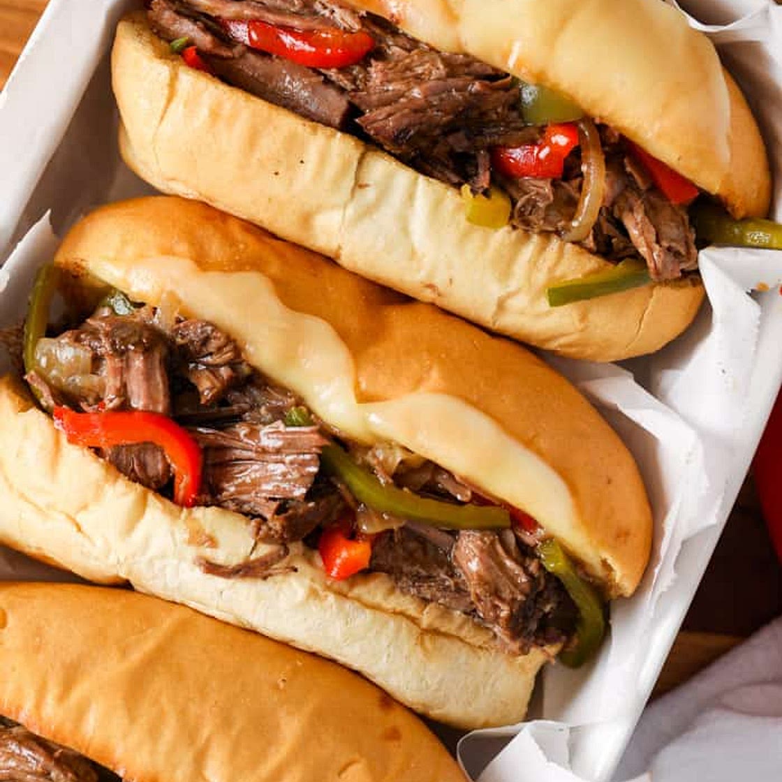 Crockpot Philly Cheesesteak Sandwiches