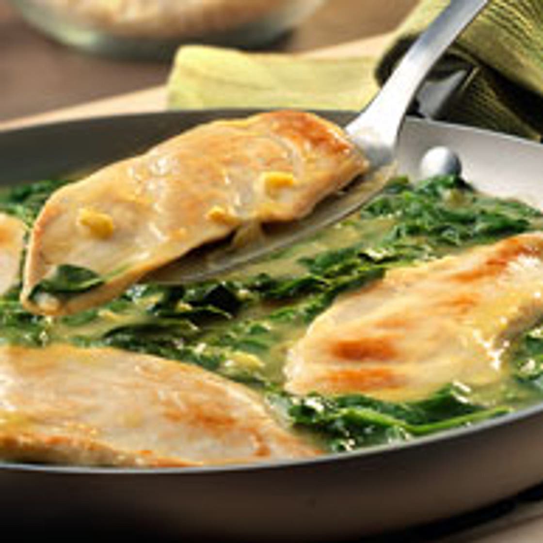 Healthy Lemon Chicken Scallopini with Spinach