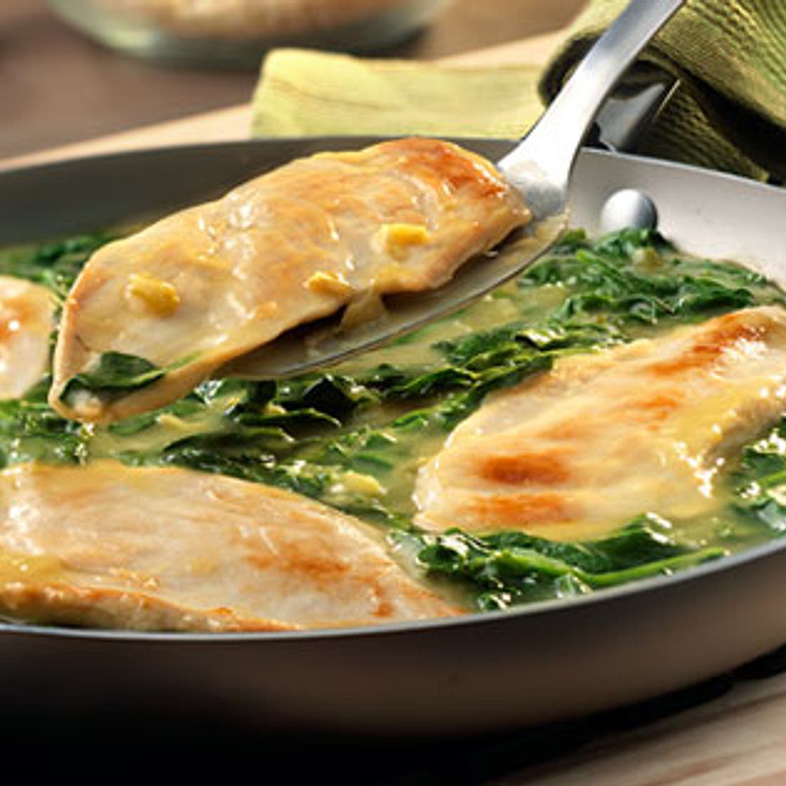 Healthy Lemon Chicken Scallopini with Spinach