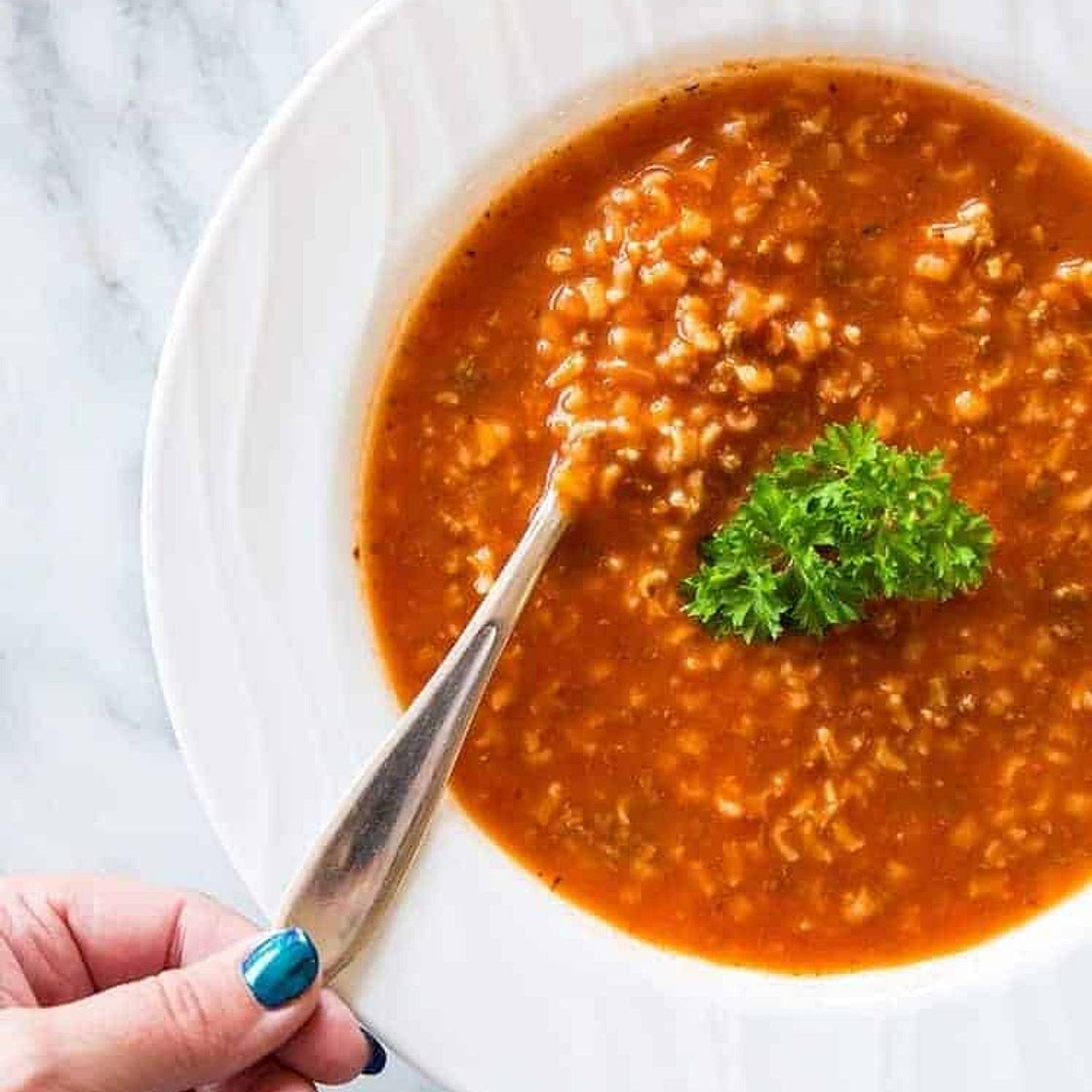 Simple Tomato & Rice Hamburger Soup