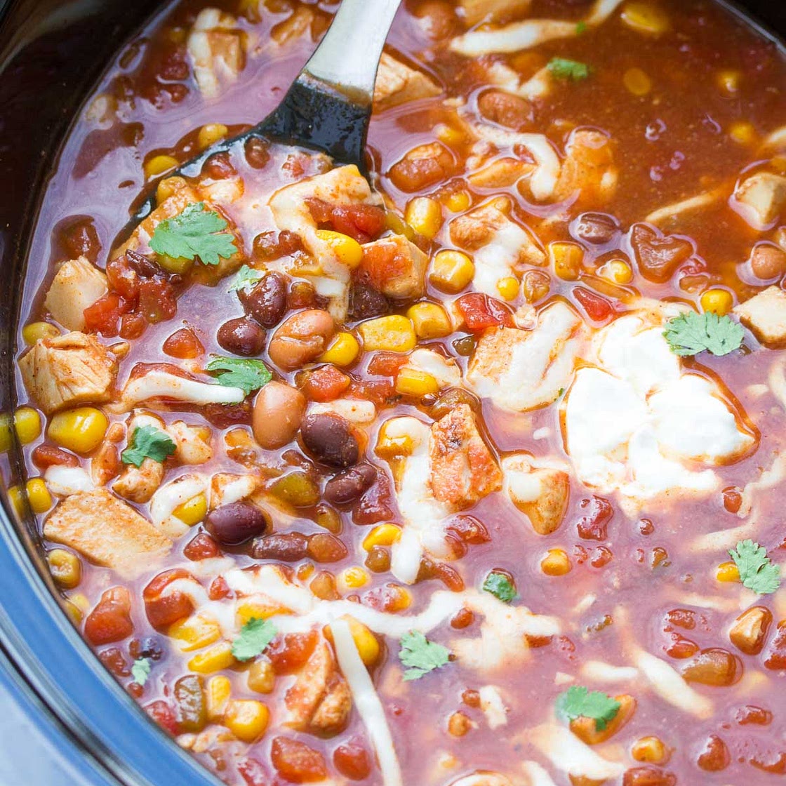 Easy Slow Cooker Chicken Taco Soup