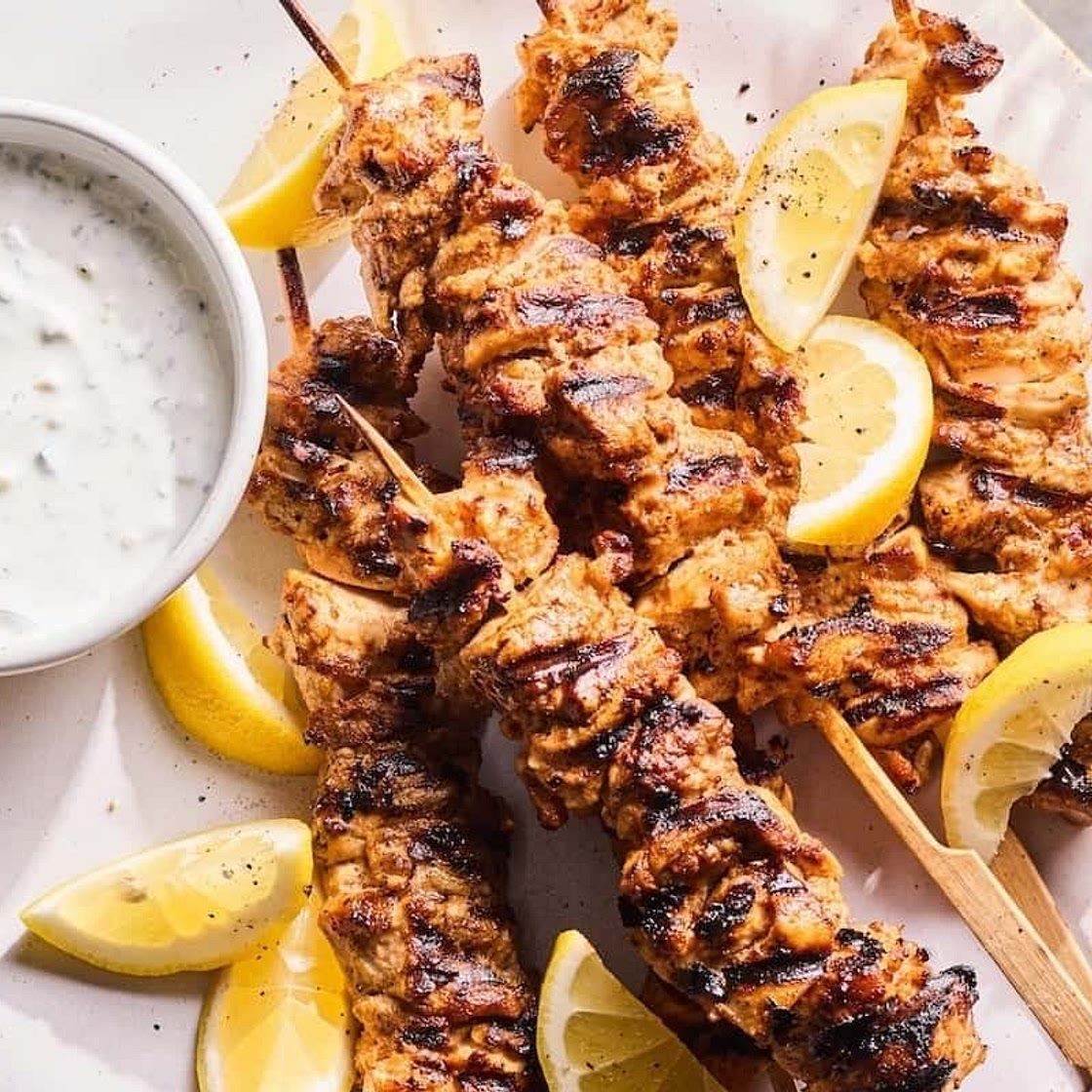 Yogurt Marinated Grilled Chicken Skewers