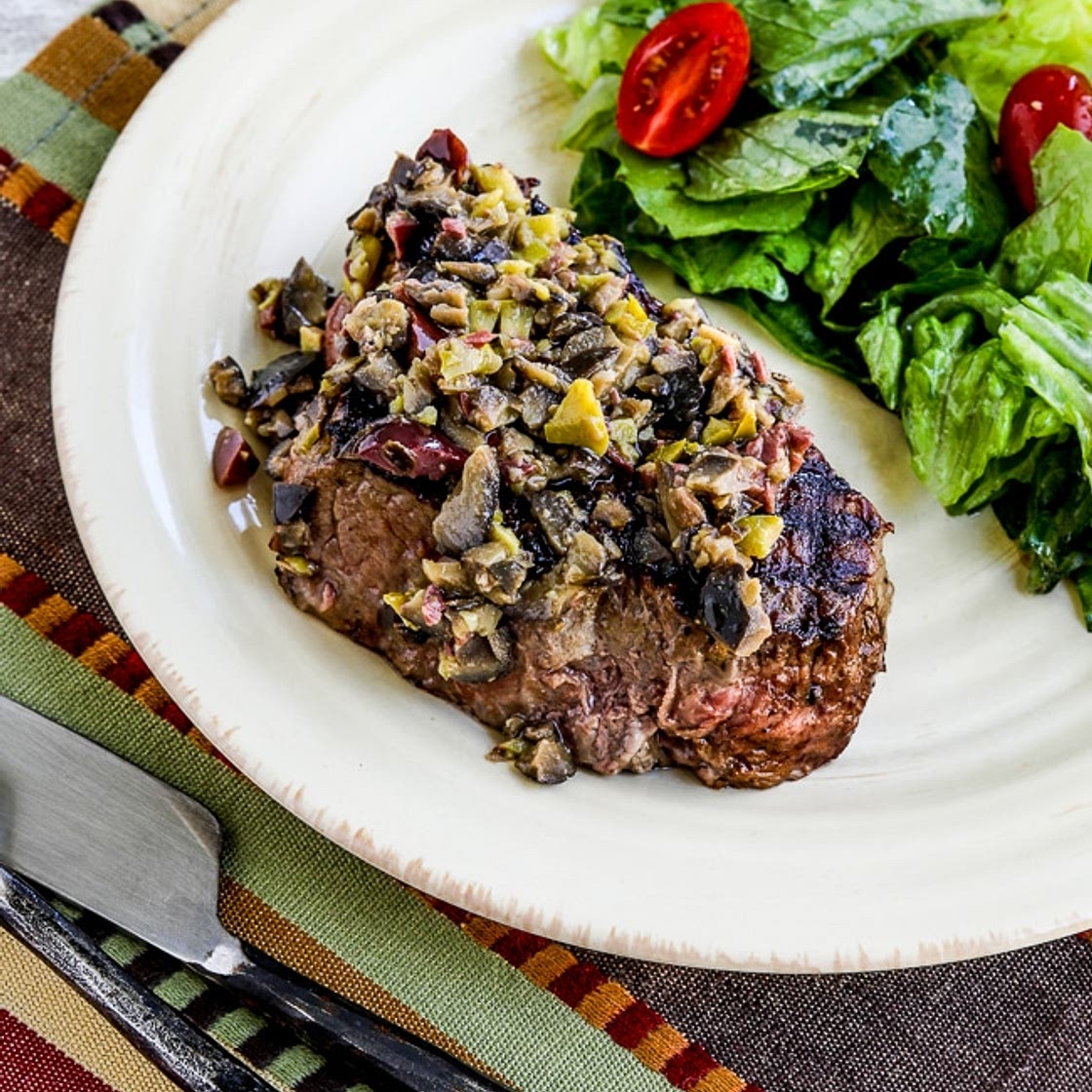 Pan-Grilled Steak (with Olive Sauce)
