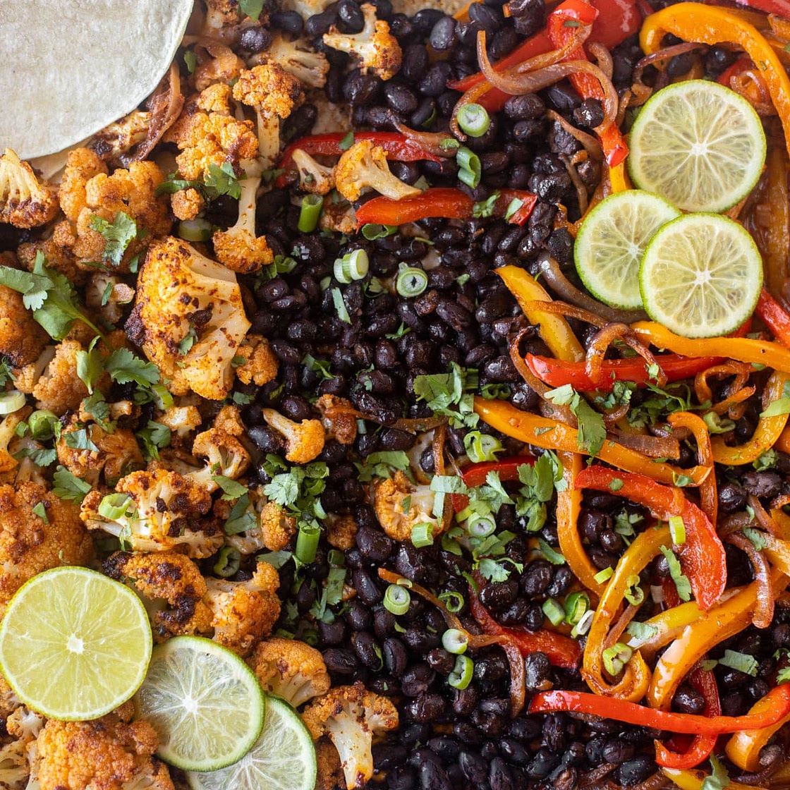 Roasted Cauliflower & Black Bean Sheet Pan Fajitas