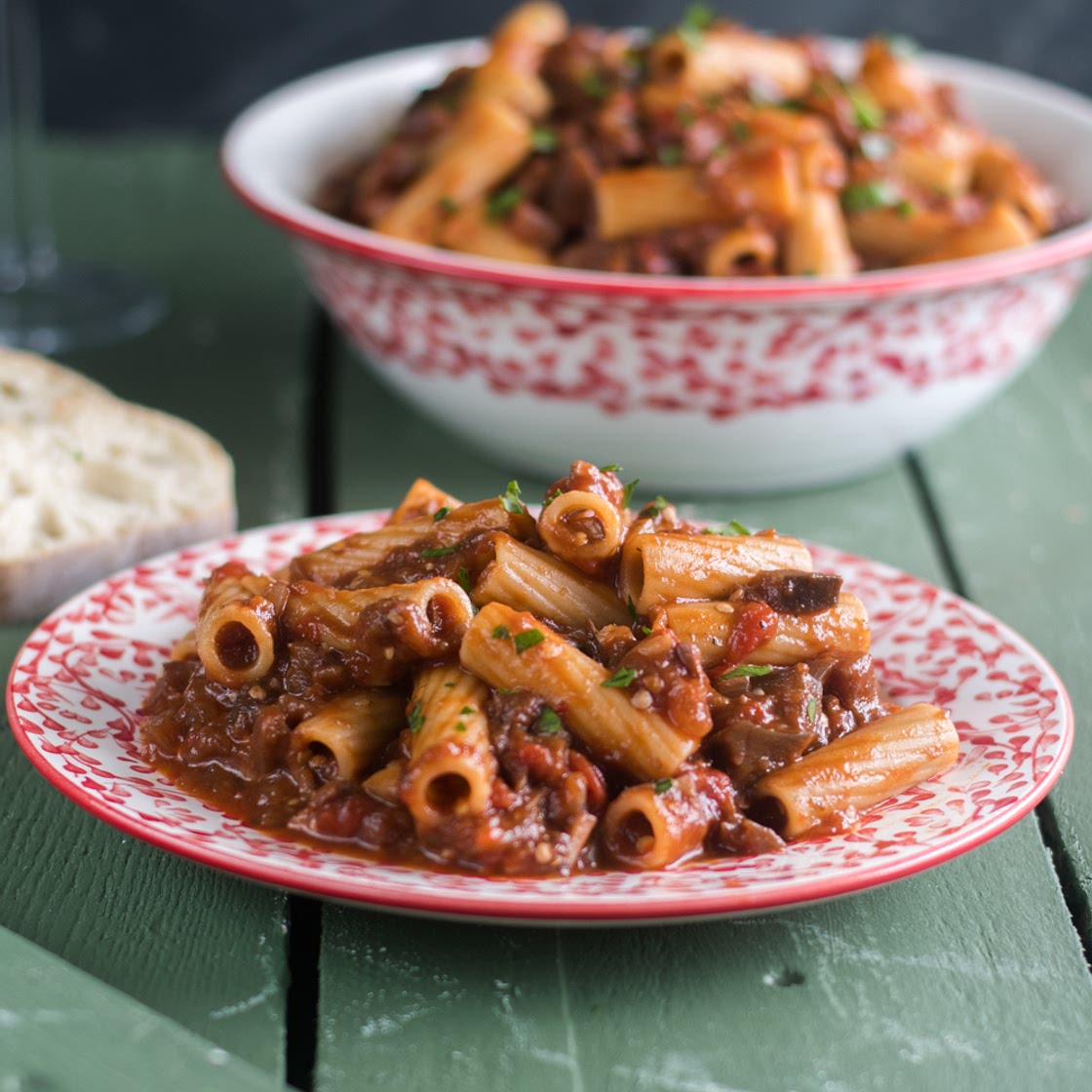 Eggplant and Mushroom Rigatoni