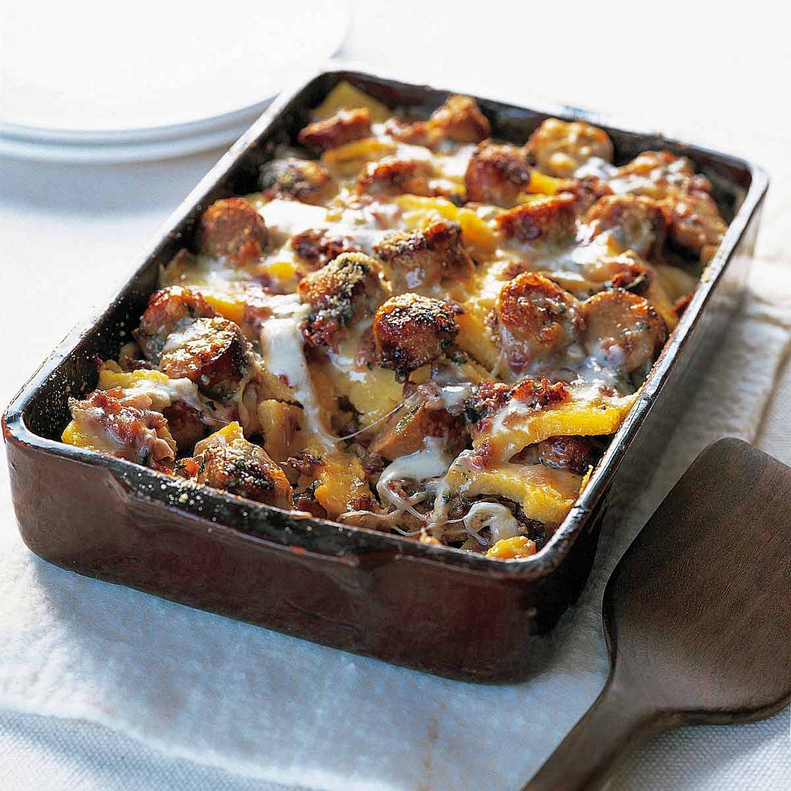 Baked Polenta with Sausage and Cheese