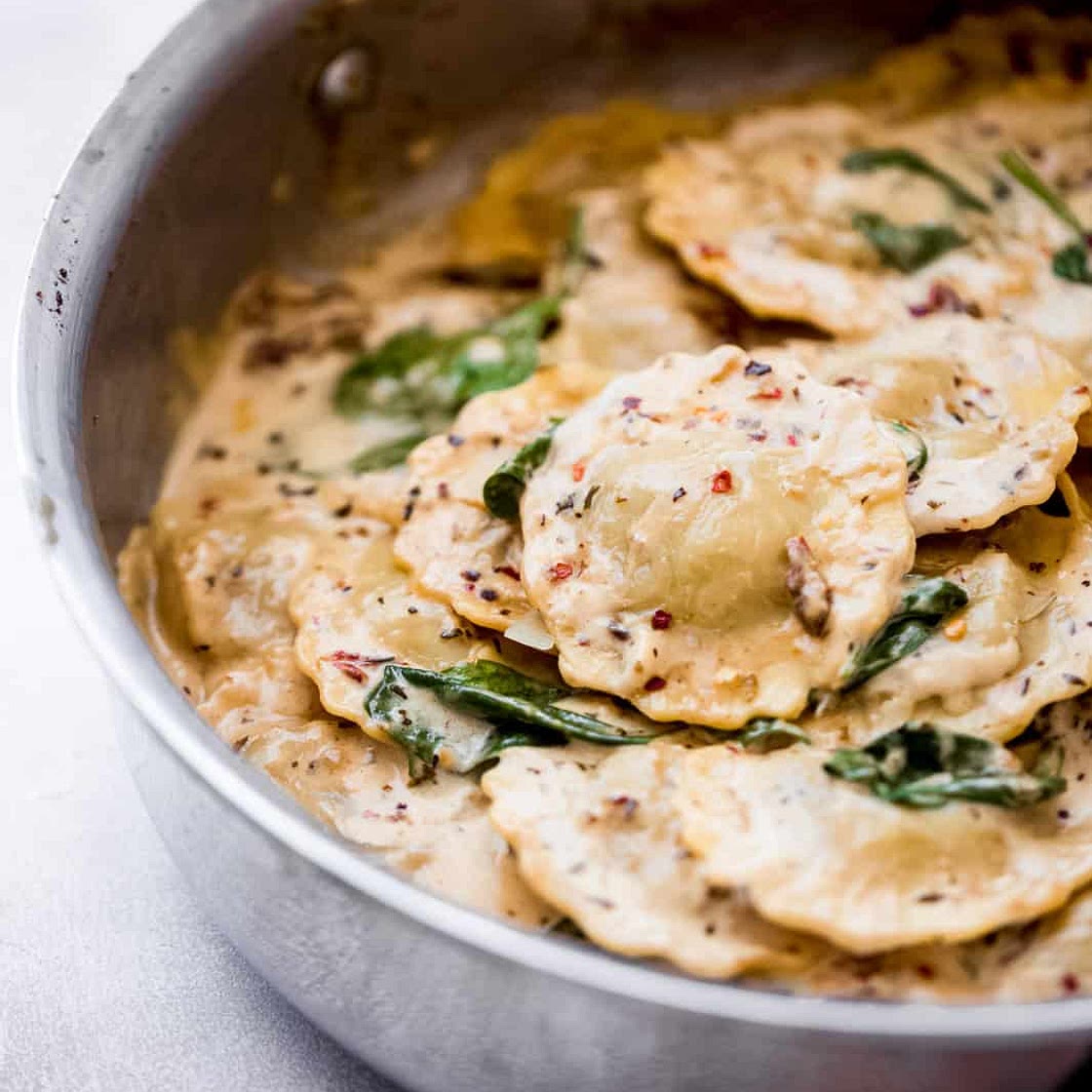 Date Night Creamy Tuscan Ravioli