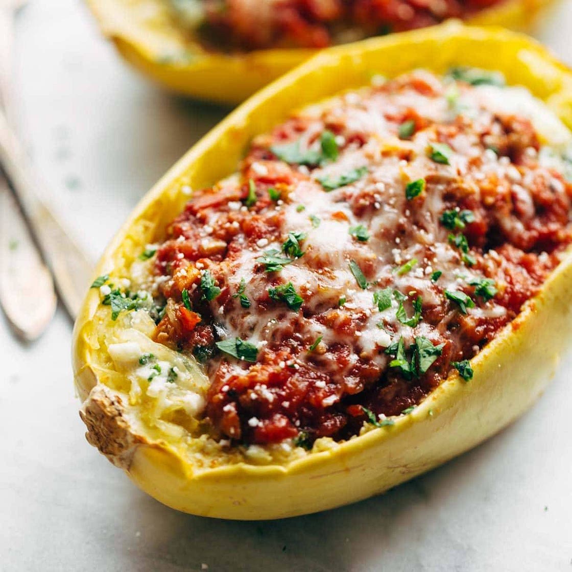 Spaghetti Squash Lasagna Boats
