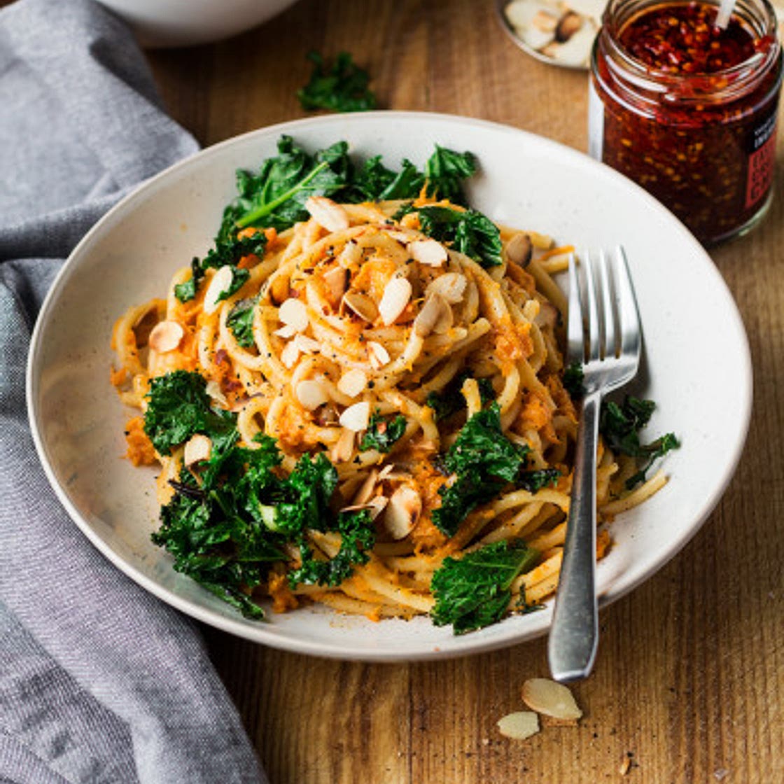 Easy miso pumpkin pasta