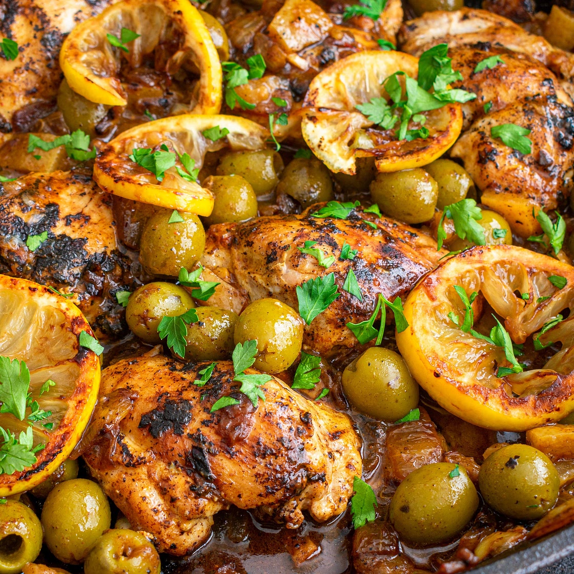 Poulet aux olives et au citron confit