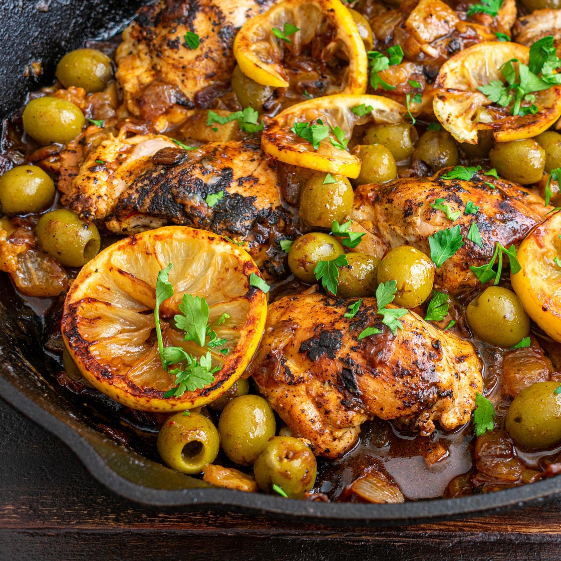 Poulet aux olives et au citron confit