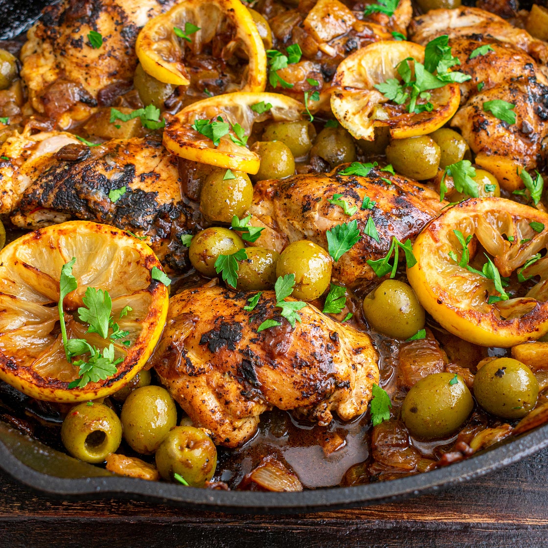 Poulet aux olives et au citron confit