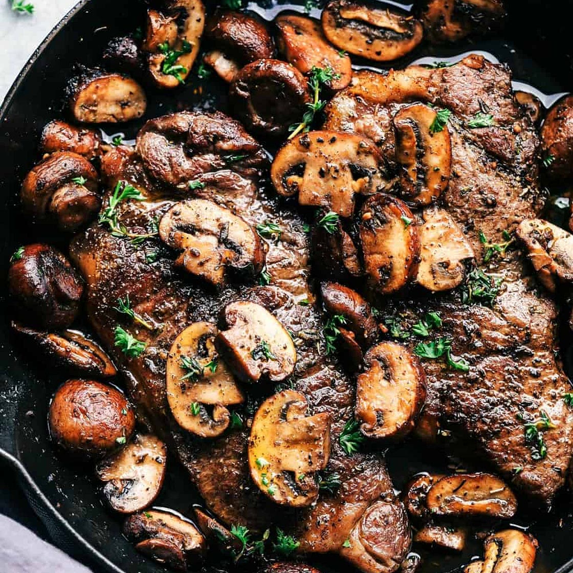 Garlic Butter Herb Steak and Mushrooms