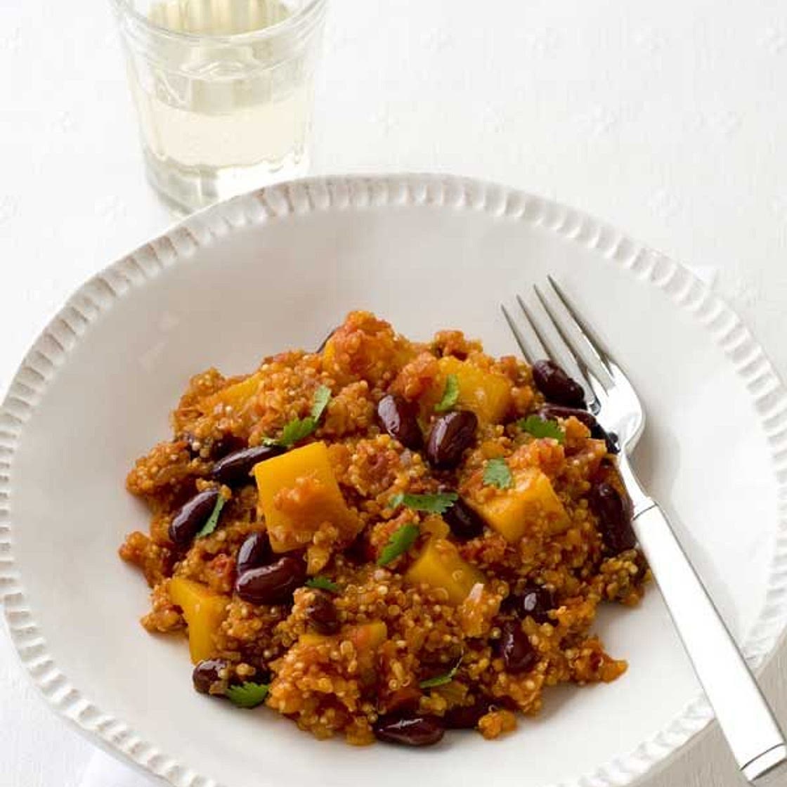 Butternut squash chilli with quinoa