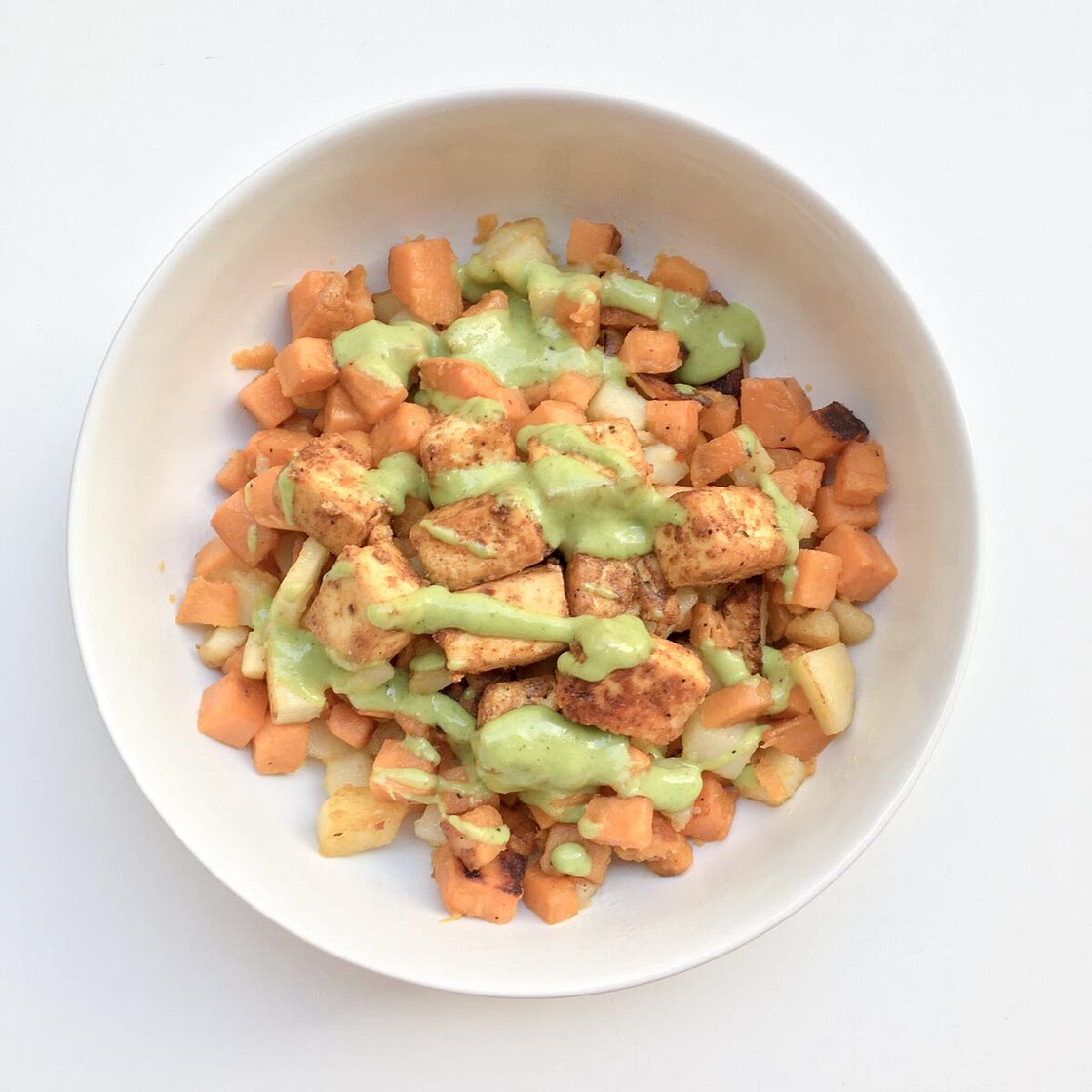 Chili-Spiced Crispy Fried Tofu Bowl with Charred Green Onion Vinaigrette