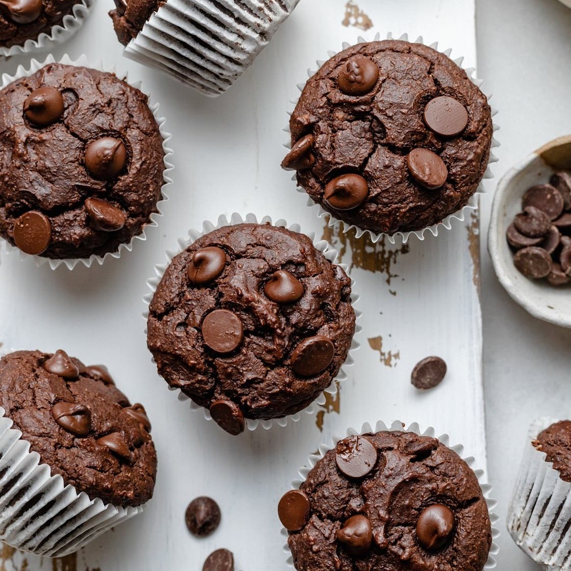 Nourishing Almond Butter Double Chocolate Pumpkin Muffins