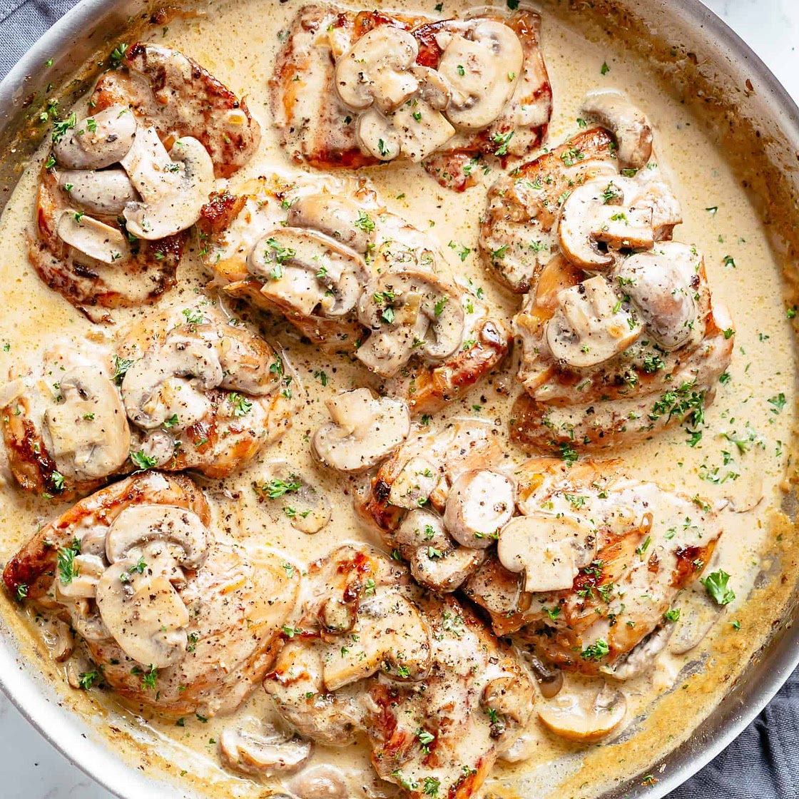 Creamy Garlic Mushroom Chicken Thighs