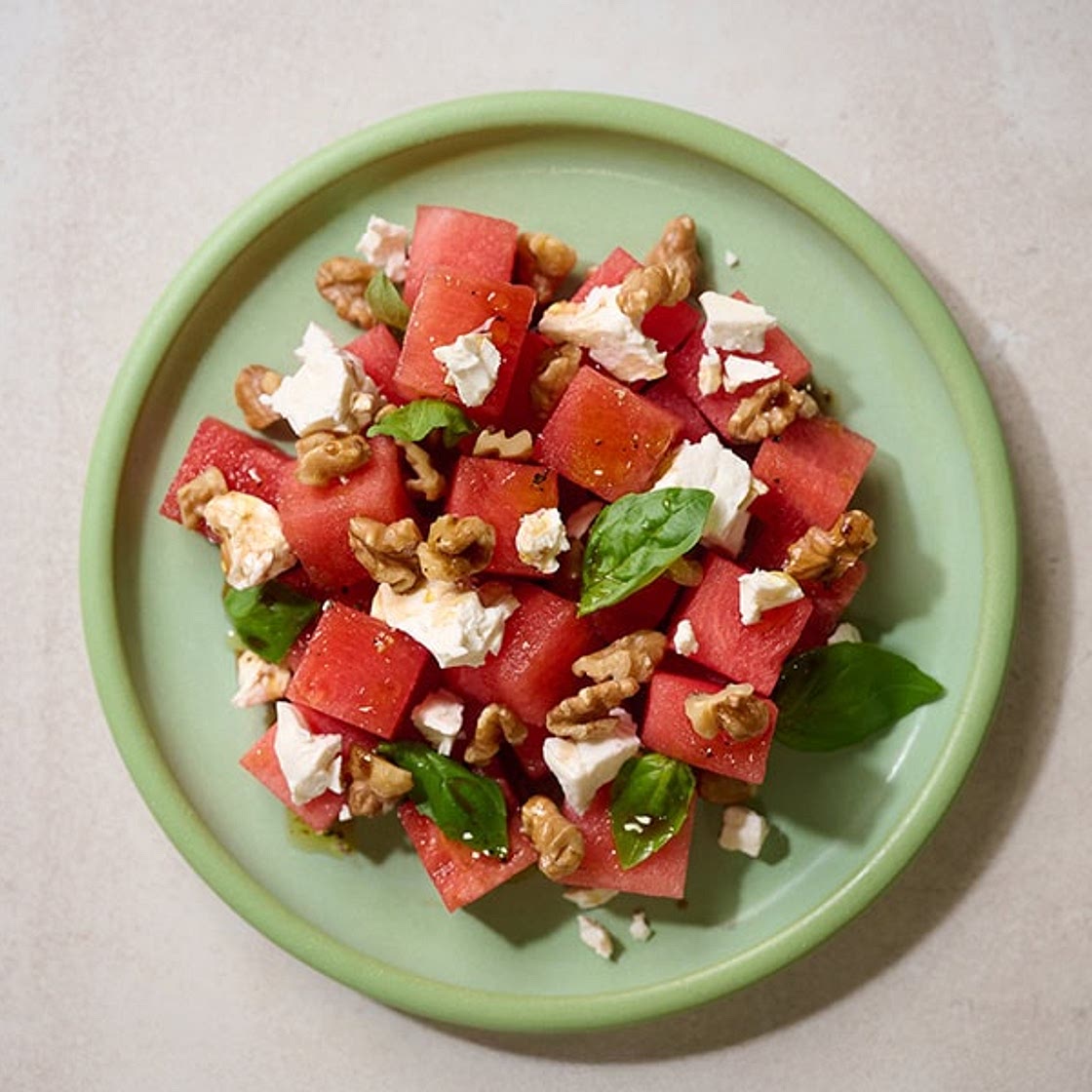Watermelon, Feta, and Walnut Salad