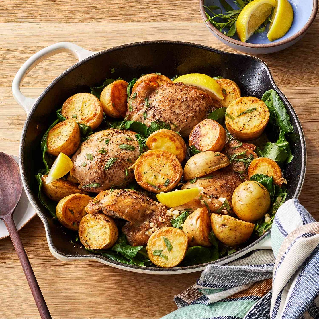 Skillet Lemon Chicken & Potatoes with Kale