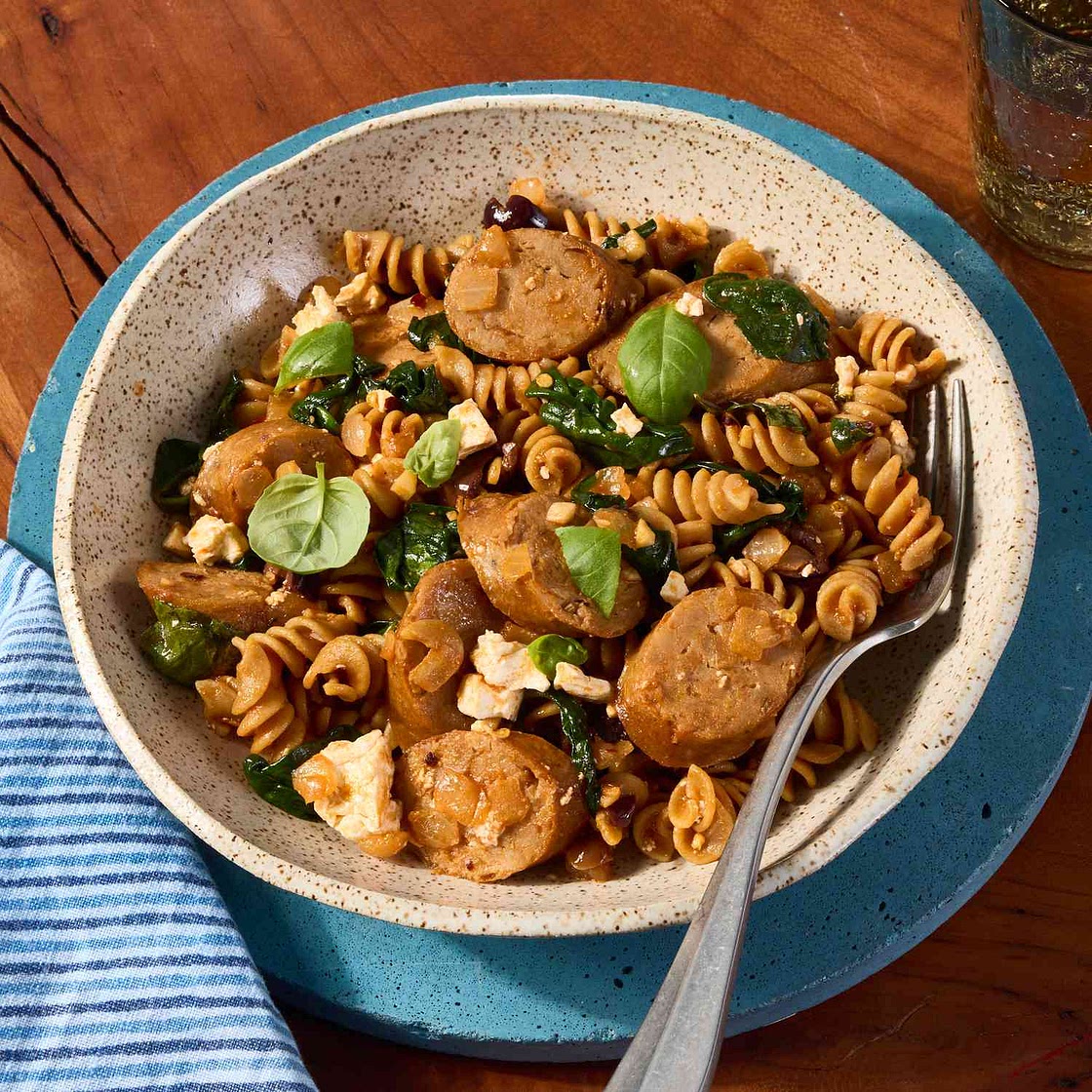 One-Pot Spinach, Chicken Sausage & Feta Pasta