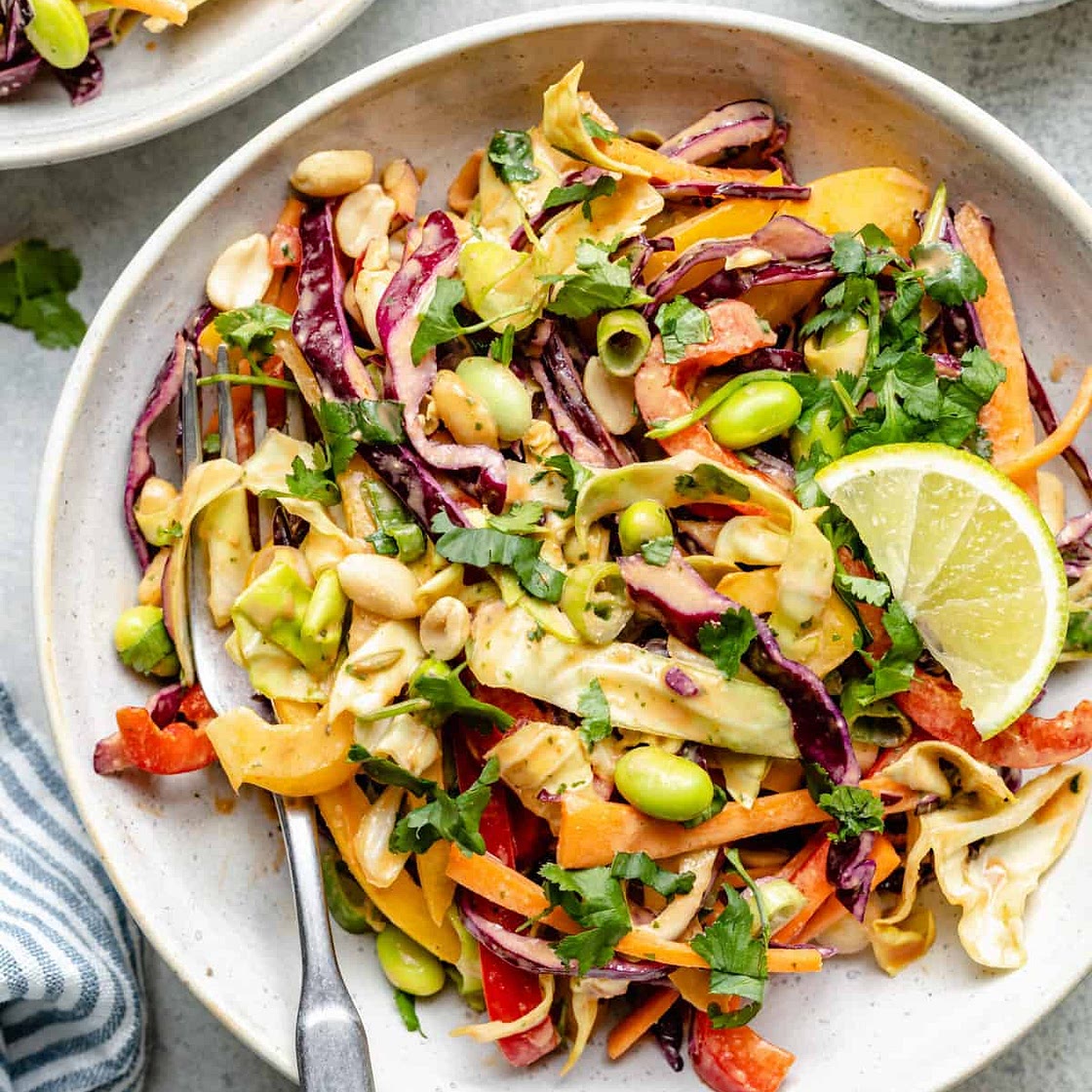 Thai Crunch Salad with Creamy Peanut Dressing