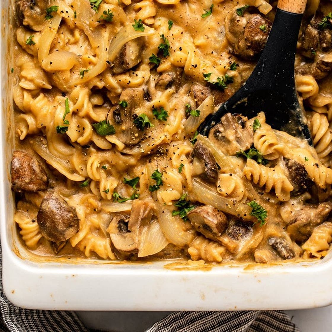 No-Boil Baked Vegan Mushroom Stroganoff