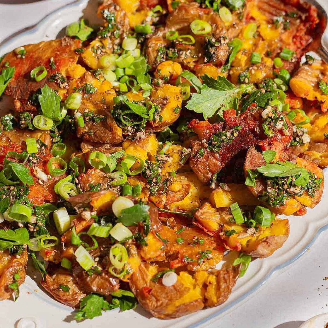 Crispy Smashed Potatoes with Garlic and Za'atar