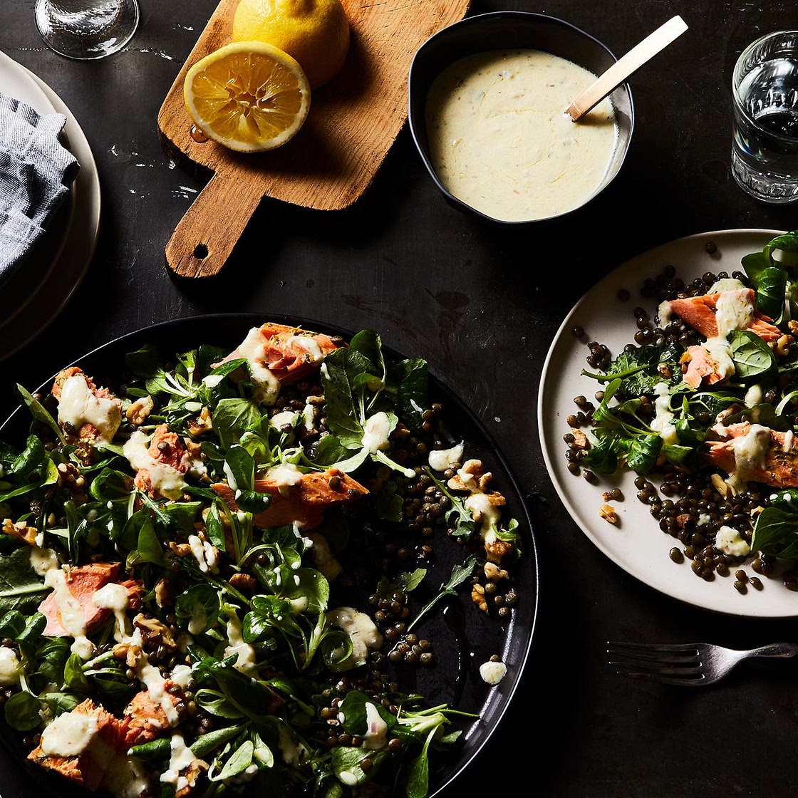 Warm Salmon and Lentil Salad with Herbes de Provence
