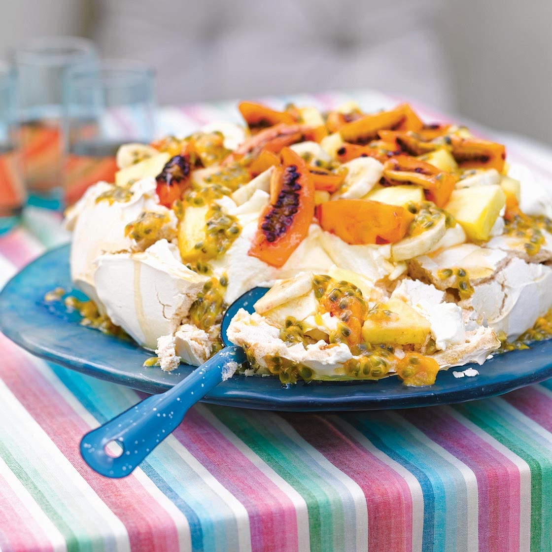Tropical fruit pavlova