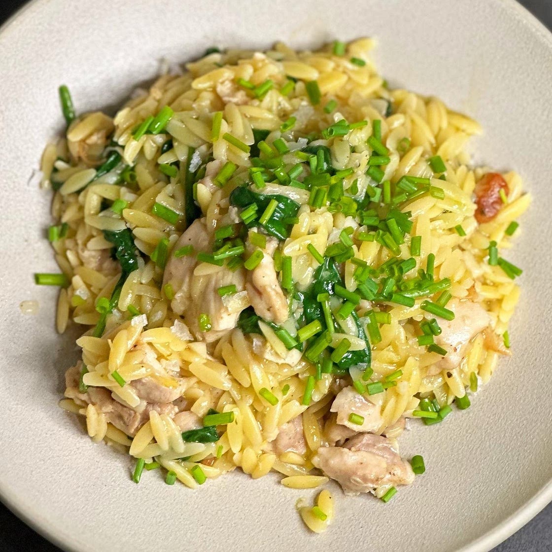 One Pan Chive and Onion Chicken Orzo