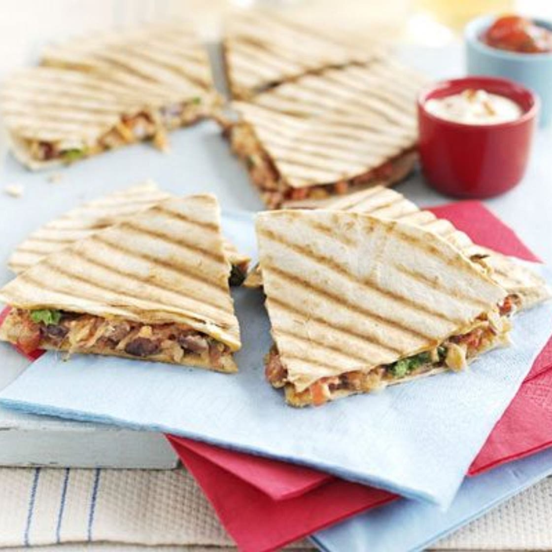 Refried bean quesadillas