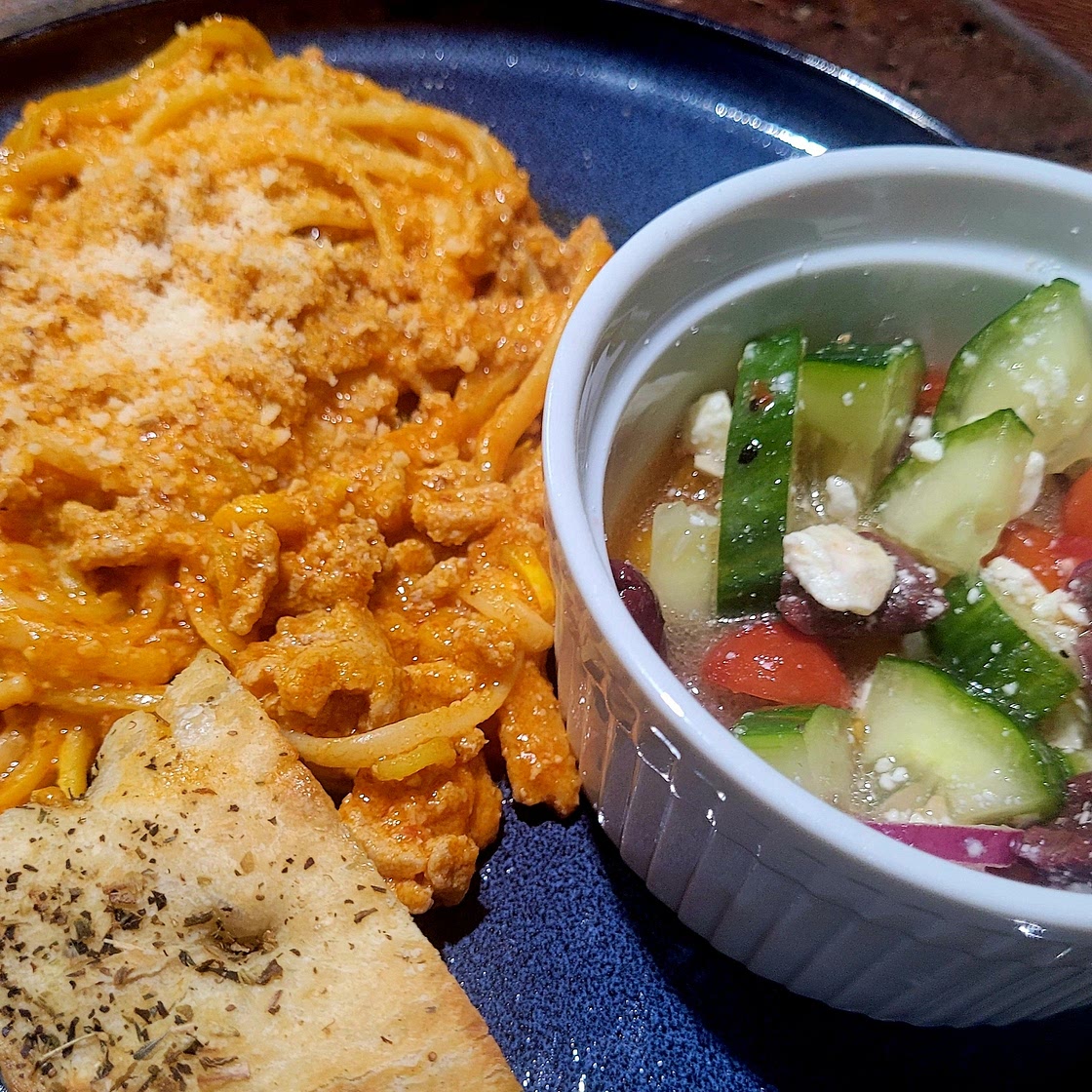 Ground Turkey Pasta in Romesco Sauce