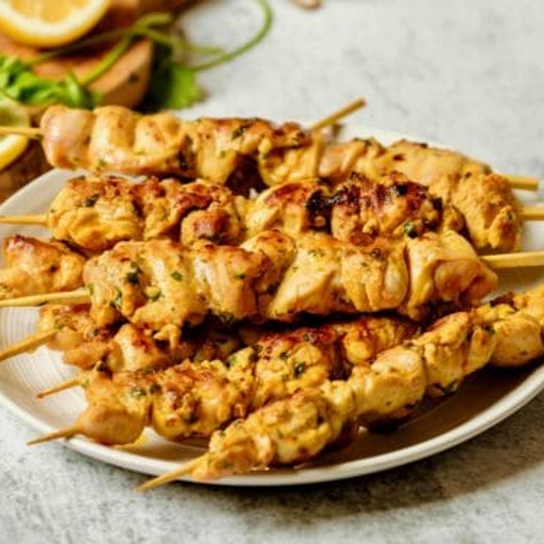 Lemony Marinated Chicken Skewers