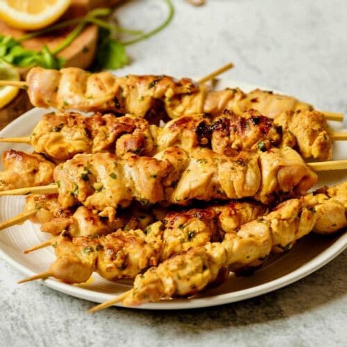 Lemony Marinated Chicken Skewers