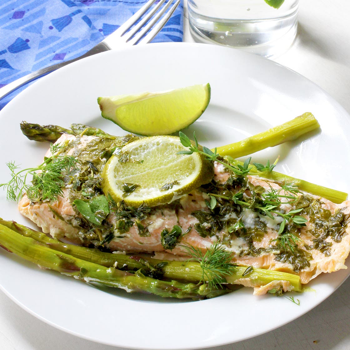Easy Low Sodium Salmon with Lime and Herbs
