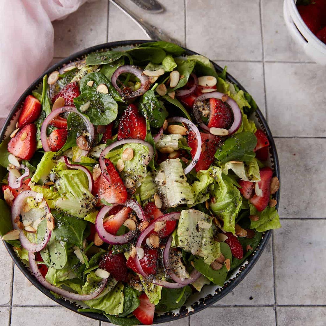 Light and Fresh Spinach Salad with Strawberries