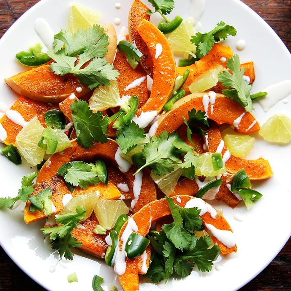 Roasted Butternut Squash with Sweet Spices, Lime, and Green Chile
