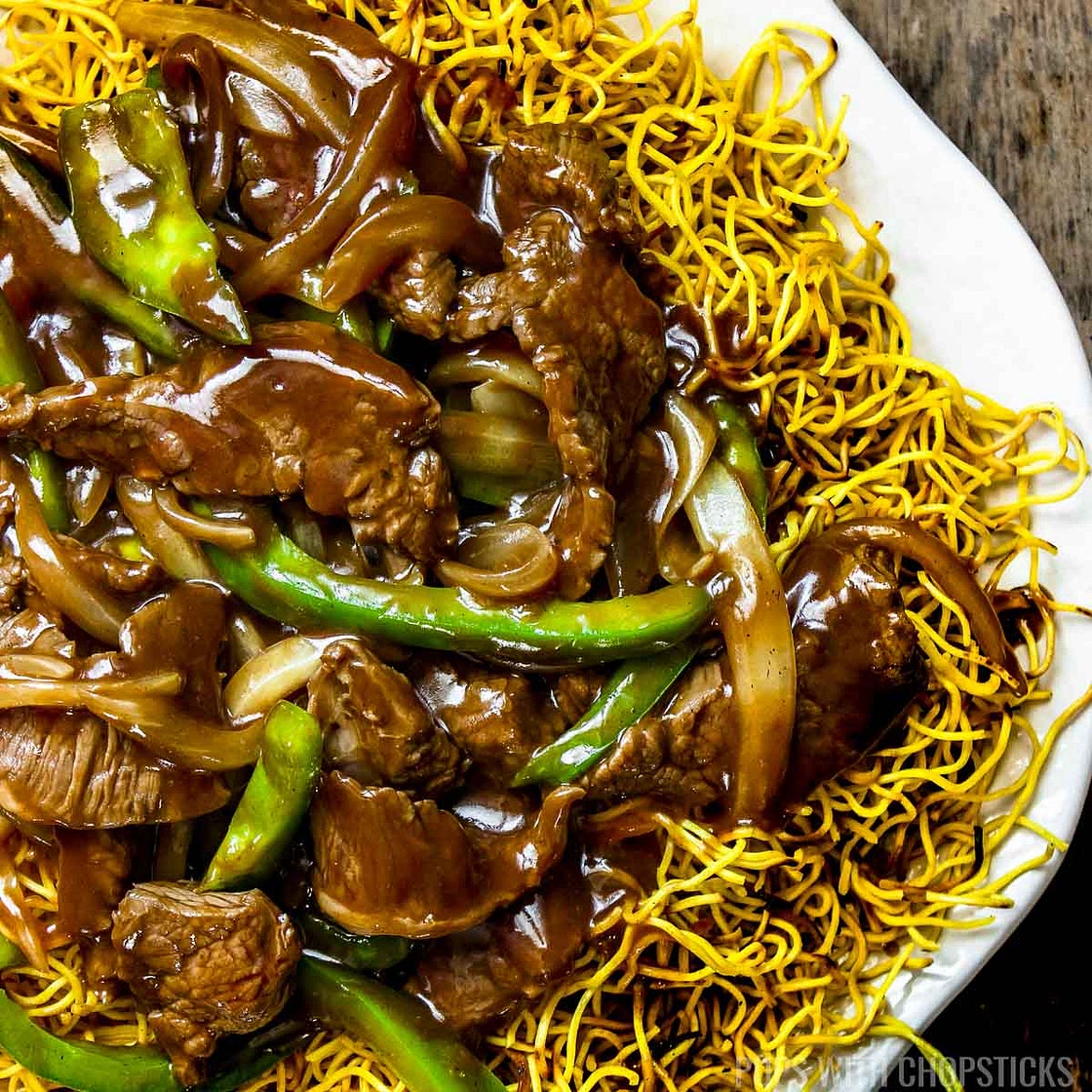 Crispy Cantonese Beef Chow Mein