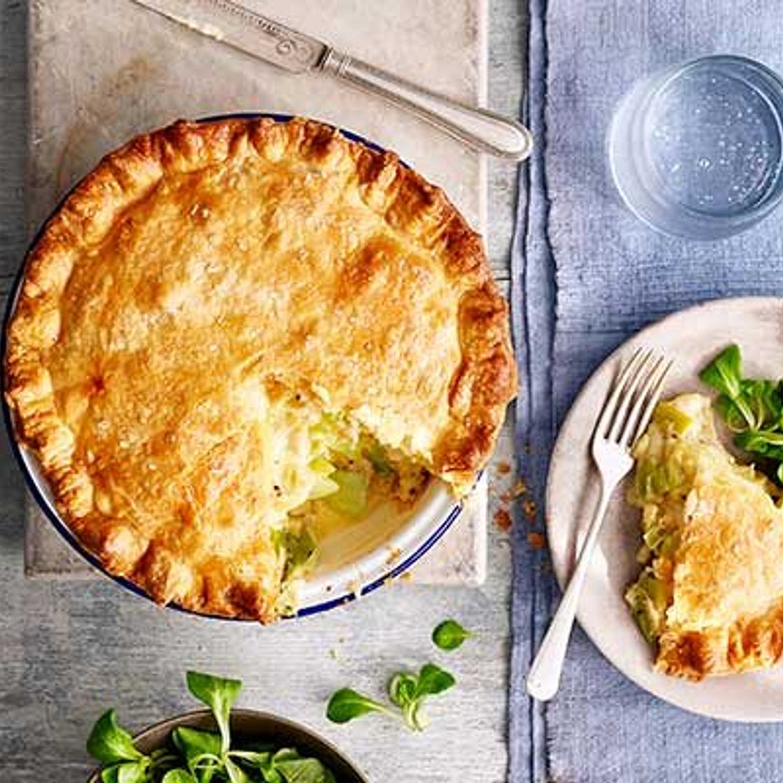 Leek, cheese & potato pie
