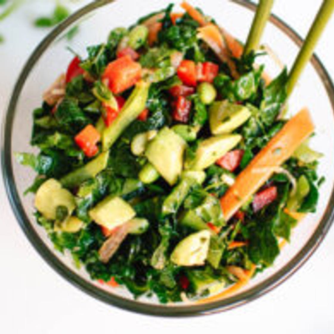 Chopped Kale Salad with Edamame, Carrot and Avocado