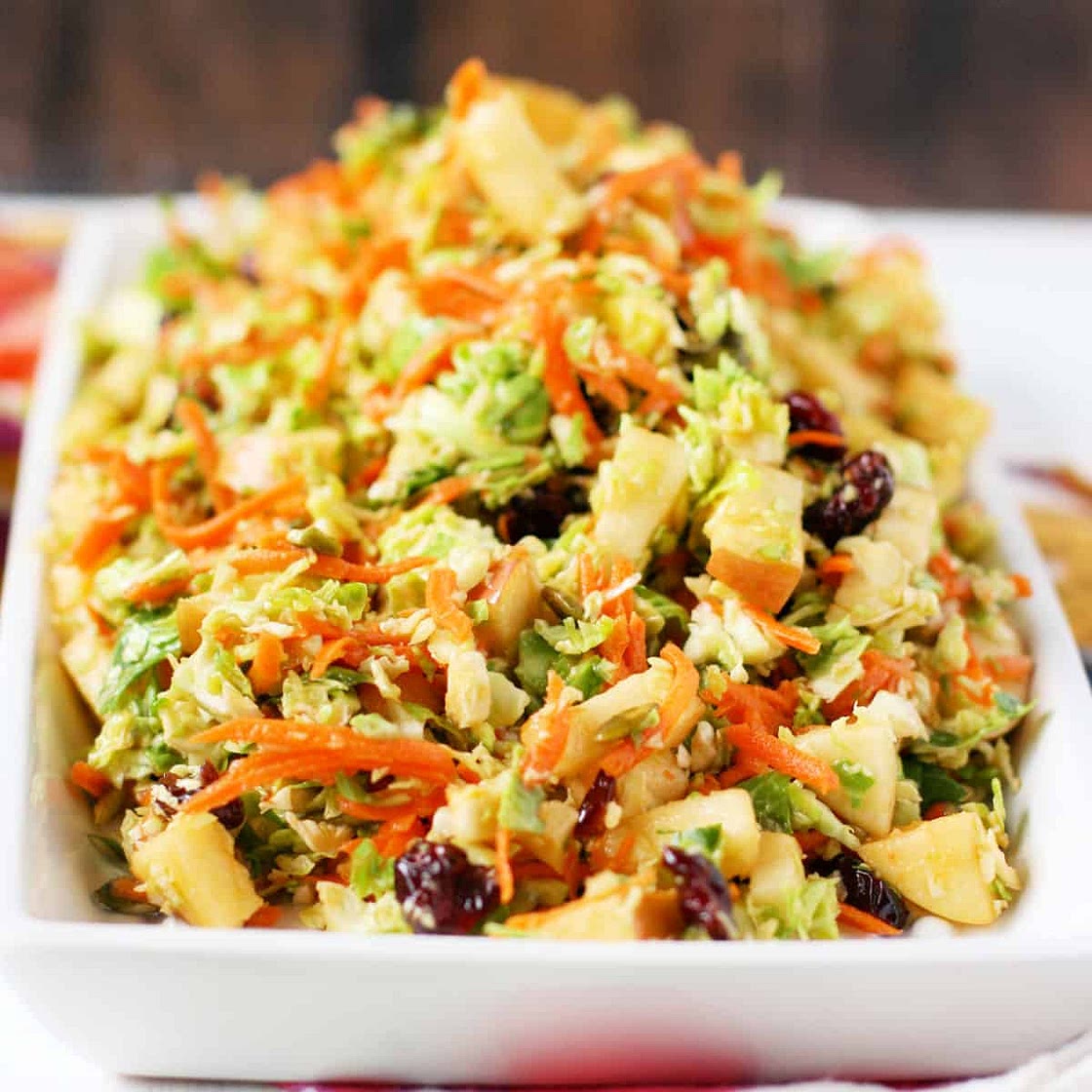 Brussels Sprout Slaw with Apples and Cranberries
