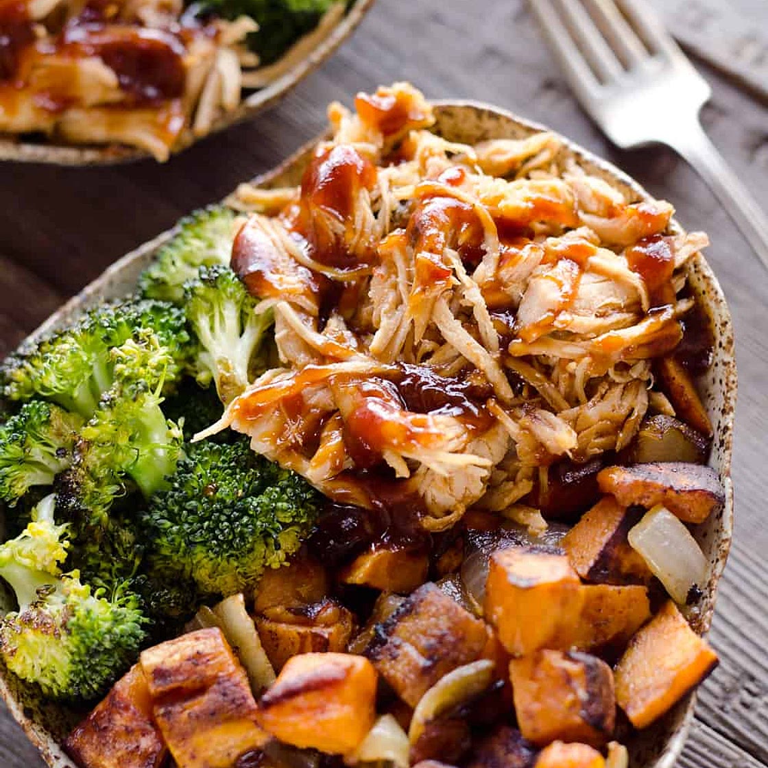 BBQ Chicken & Roasted Sweet Potato Bowls