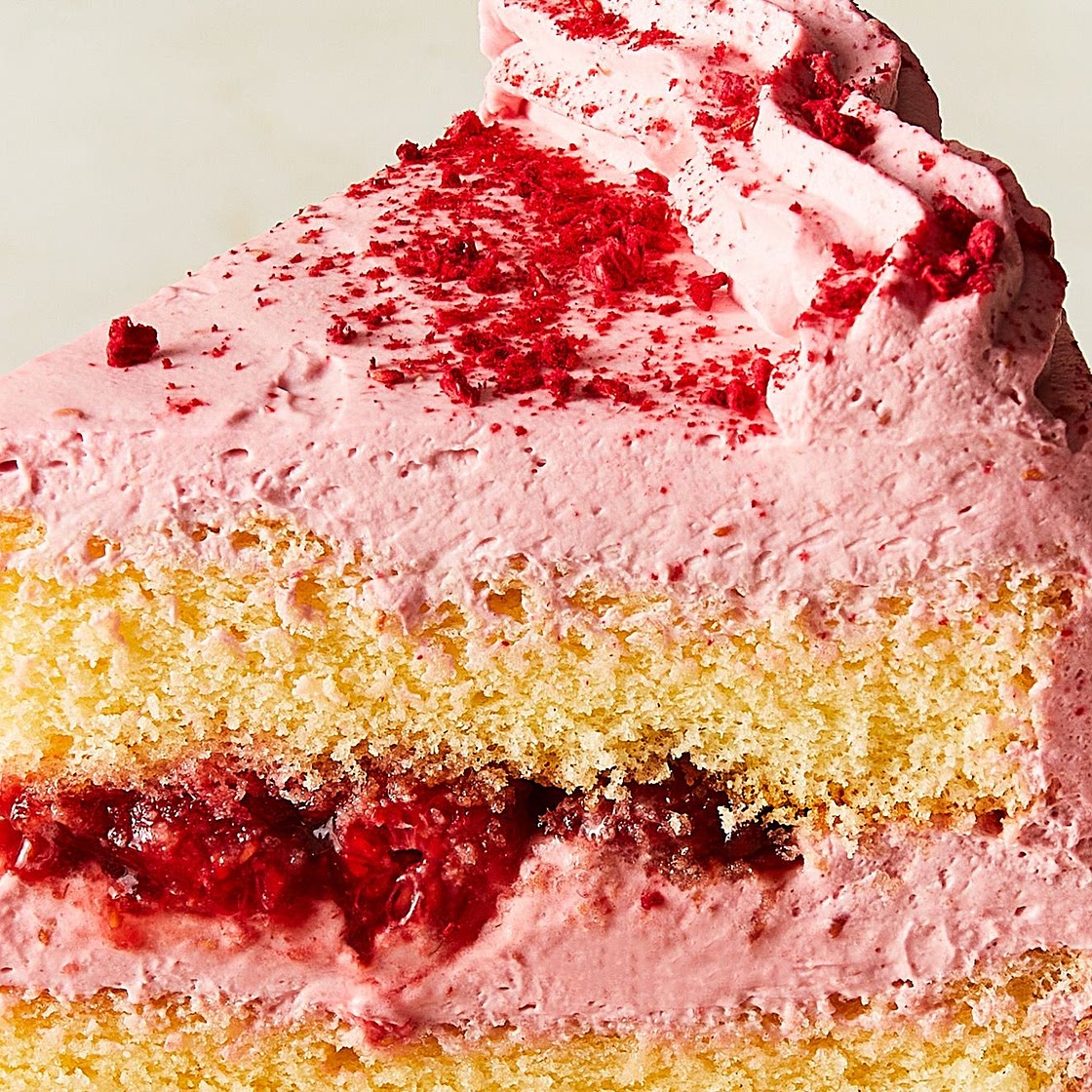 Raspberry Cake With Whipped Cream Filling by Shilpa Uskokovic