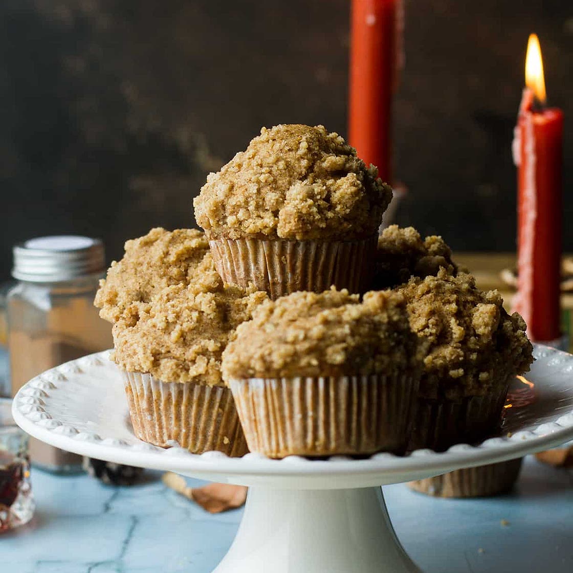 Pumpkin Banana Muffins with Crumb Topping