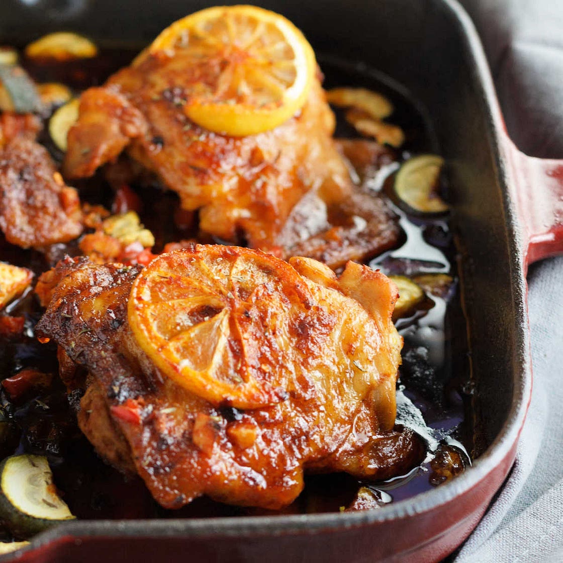 One Skillet Keto Portuguese Style Chicken