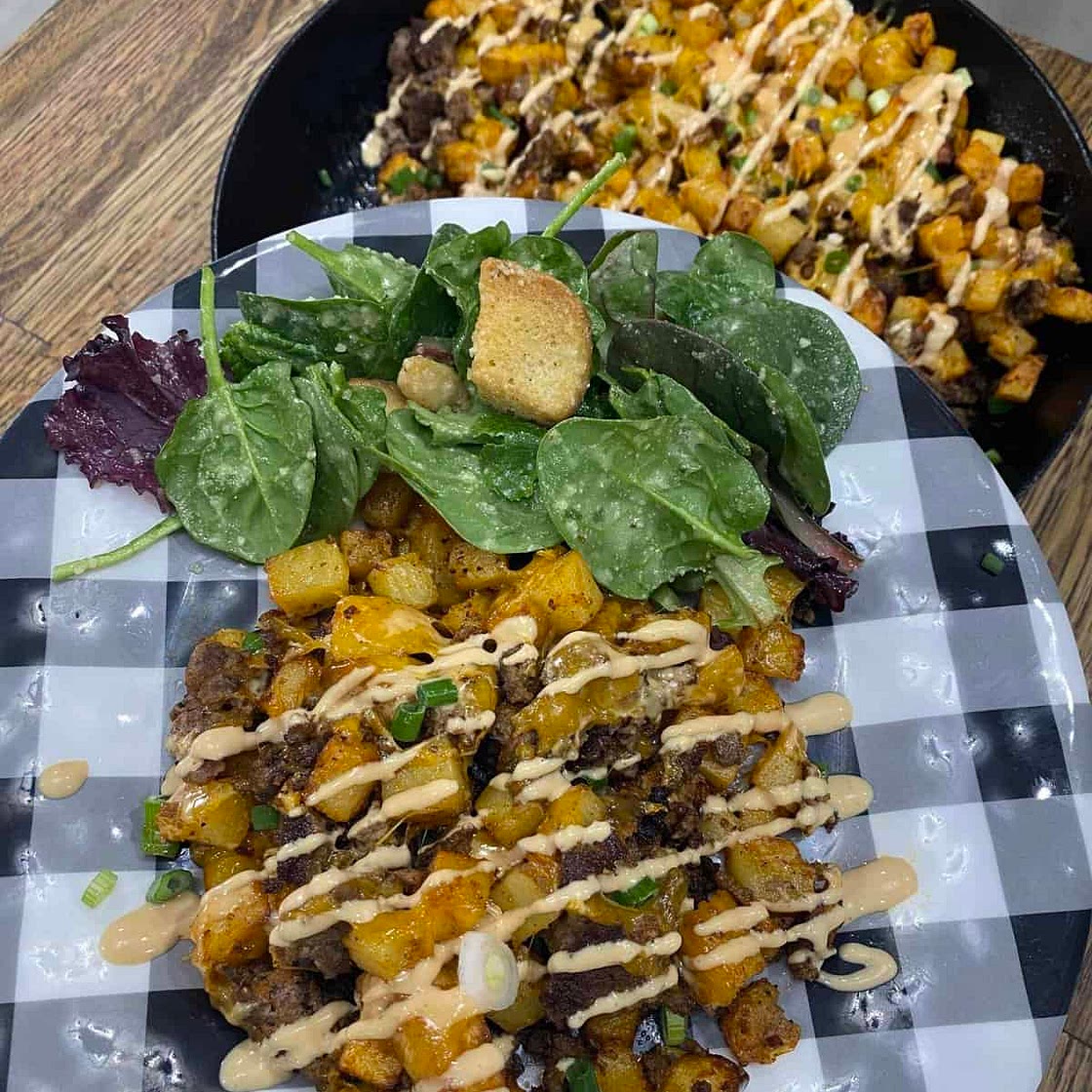 Cheesy Smash Burger and Potato Skillet Meal