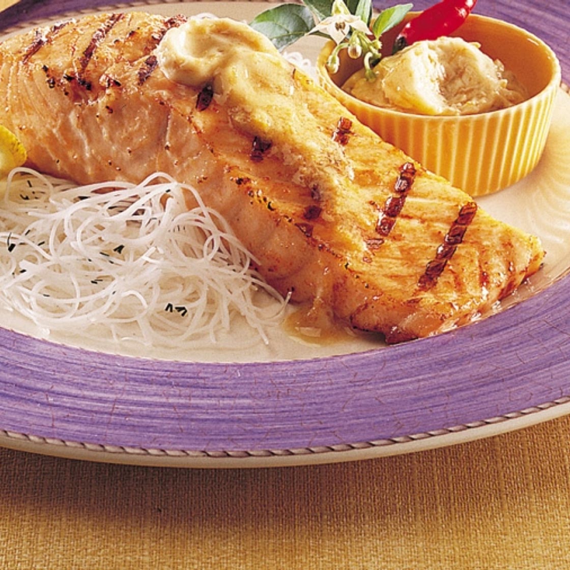 Grilled Salmon Fillets with Teriyaki Ginger Butter